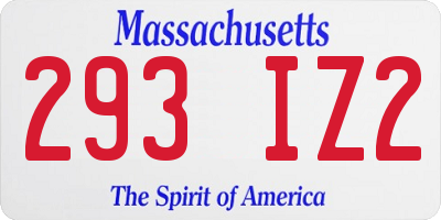 MA license plate 293IZ2