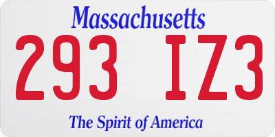 MA license plate 293IZ3