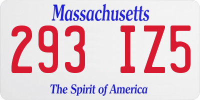 MA license plate 293IZ5