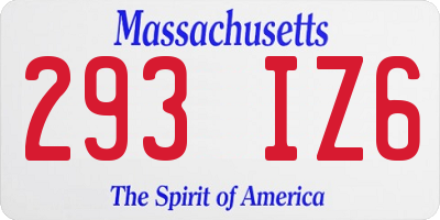 MA license plate 293IZ6