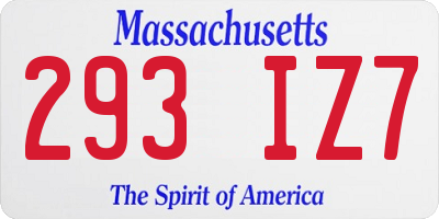 MA license plate 293IZ7