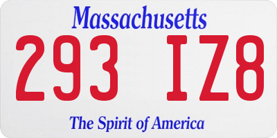 MA license plate 293IZ8