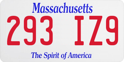 MA license plate 293IZ9