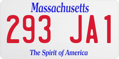 MA license plate 293JA1