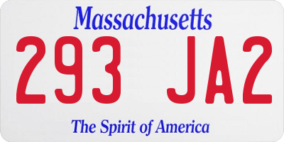 MA license plate 293JA2