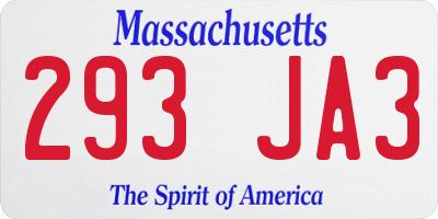 MA license plate 293JA3