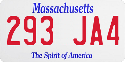 MA license plate 293JA4