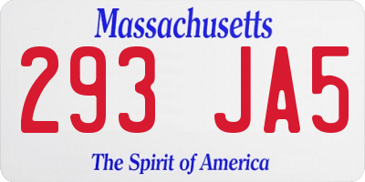 MA license plate 293JA5
