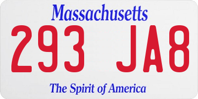 MA license plate 293JA8