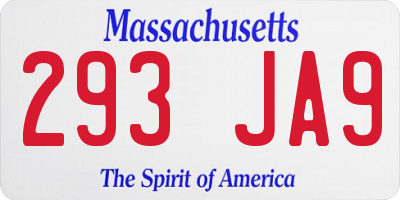 MA license plate 293JA9