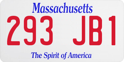 MA license plate 293JB1
