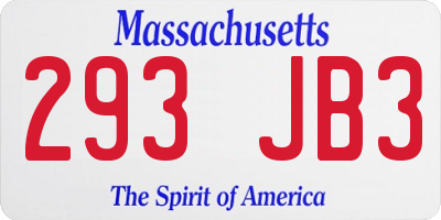 MA license plate 293JB3