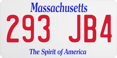 MA license plate 293JB4