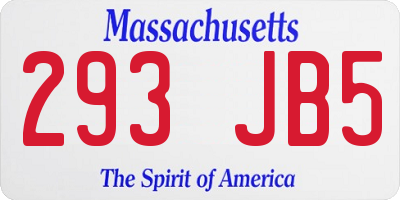 MA license plate 293JB5