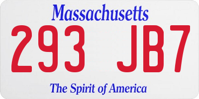 MA license plate 293JB7