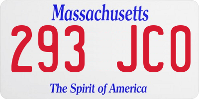 MA license plate 293JC0