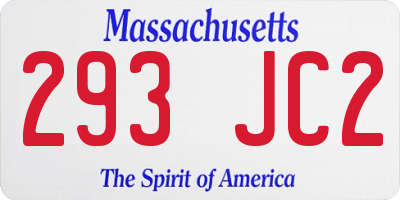 MA license plate 293JC2