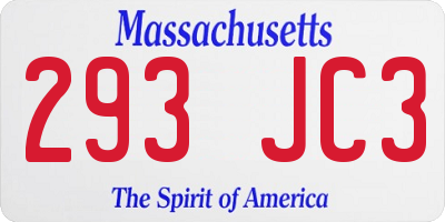 MA license plate 293JC3
