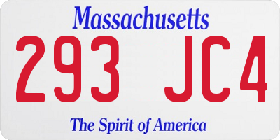 MA license plate 293JC4