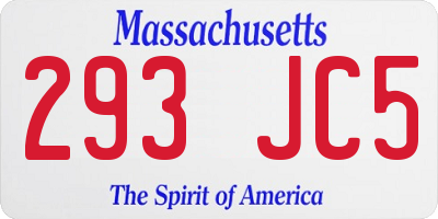 MA license plate 293JC5