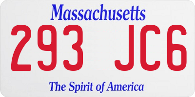 MA license plate 293JC6