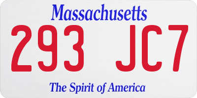 MA license plate 293JC7