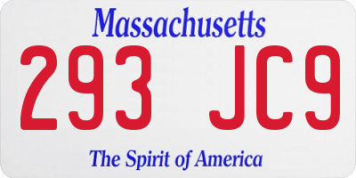 MA license plate 293JC9