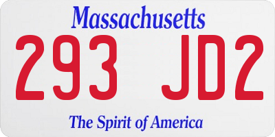 MA license plate 293JD2