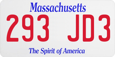 MA license plate 293JD3