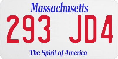 MA license plate 293JD4