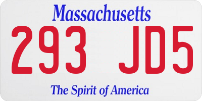 MA license plate 293JD5