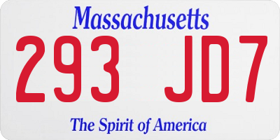MA license plate 293JD7