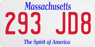 MA license plate 293JD8