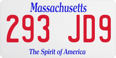 MA license plate 293JD9