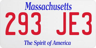 MA license plate 293JE3