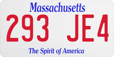 MA license plate 293JE4