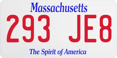 MA license plate 293JE8