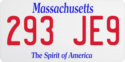 MA license plate 293JE9