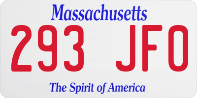 MA license plate 293JF0
