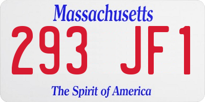 MA license plate 293JF1