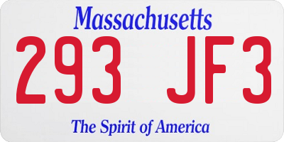 MA license plate 293JF3
