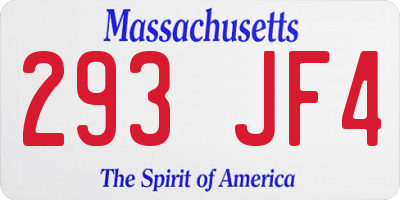 MA license plate 293JF4
