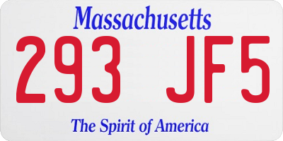 MA license plate 293JF5