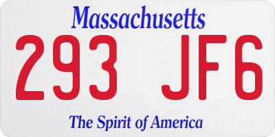 MA license plate 293JF6