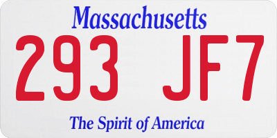 MA license plate 293JF7