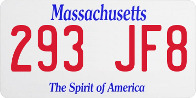 MA license plate 293JF8