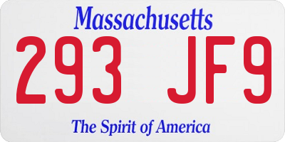 MA license plate 293JF9