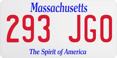 MA license plate 293JG0