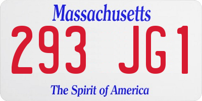 MA license plate 293JG1