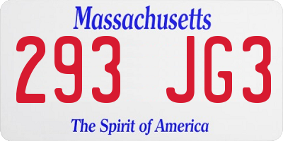 MA license plate 293JG3